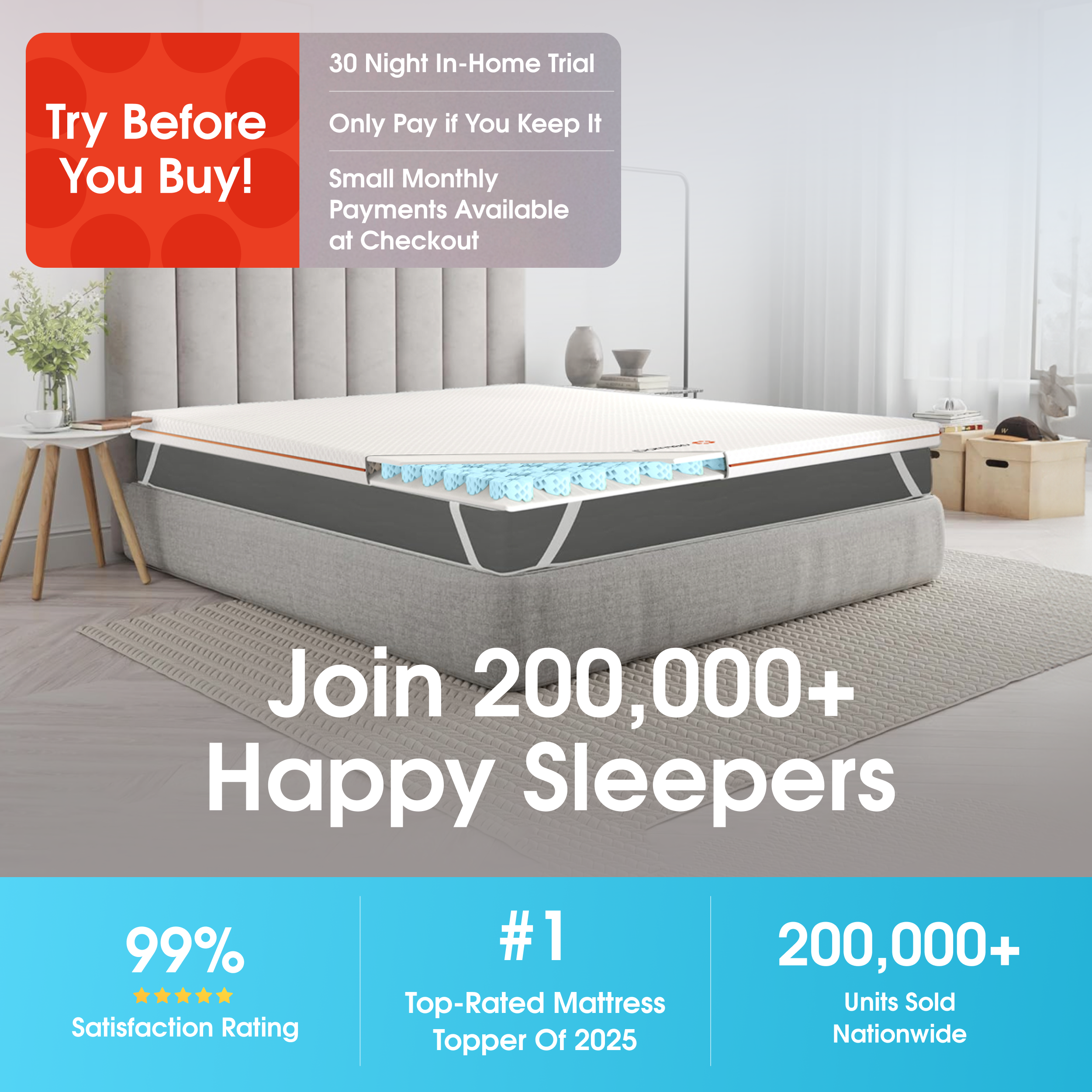 The Premium Mattress Topper by Dormeo® - Free Sleep Guide Special TV Offer & 30% Discount Applied